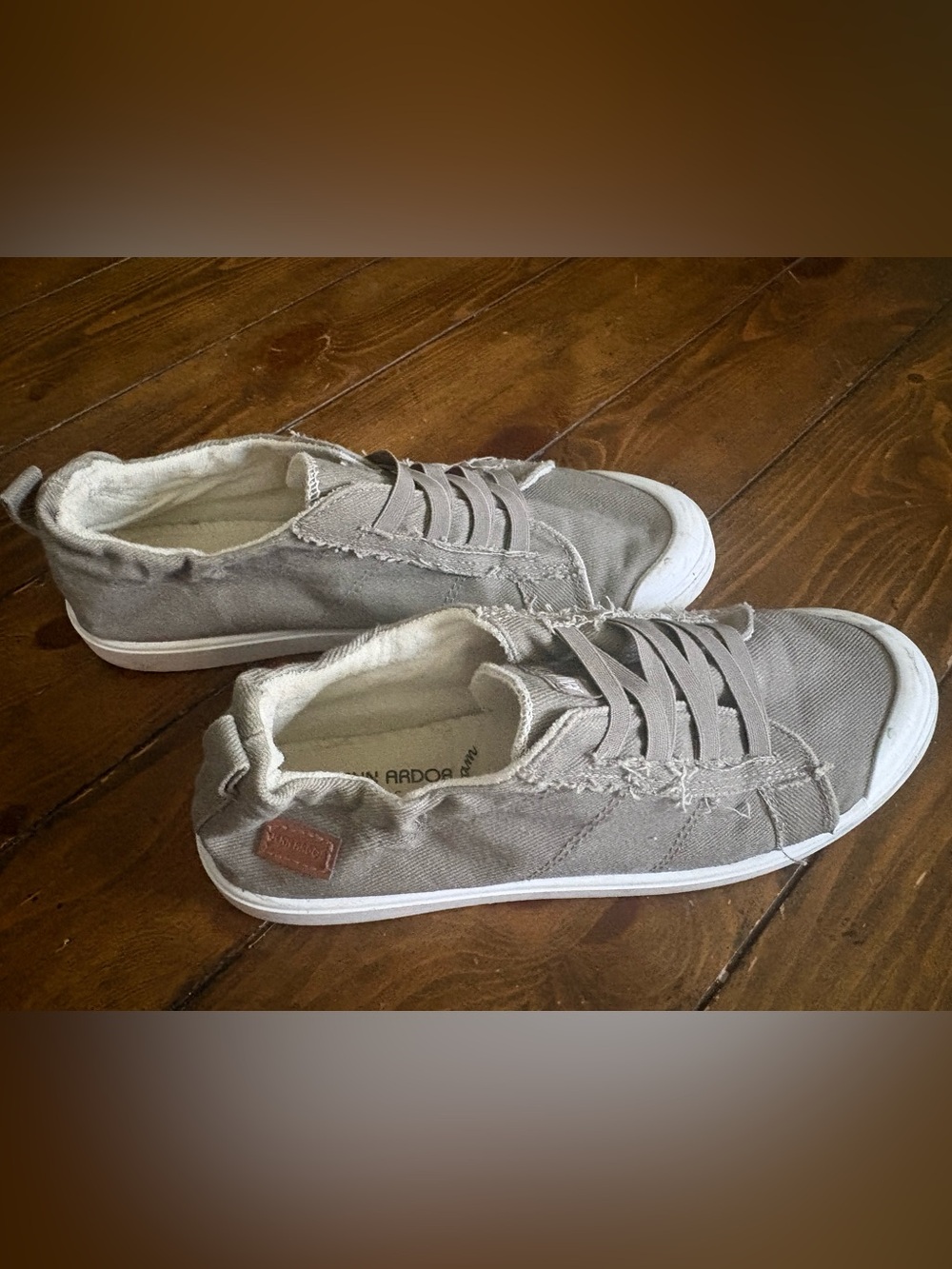 Jenn Ardor Taupe Canvas Slip-On Sneakers with White Sole